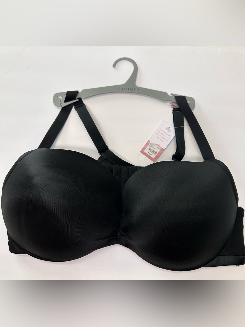 Cacique Women’s Black Satin Padded  Max Boost Plunge Bra Plus 46DDD Lane Bryant